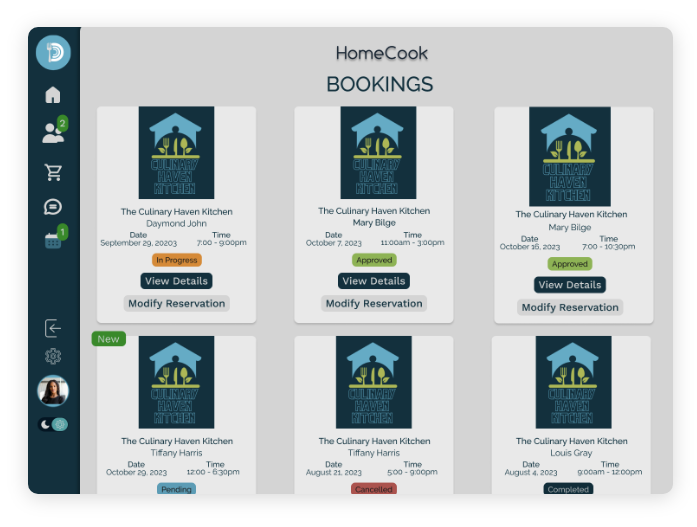 Easily manage bookings with HomeCook, set your availability, and stay in charge of your kitchen’s calendar