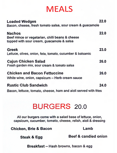 rustic menu