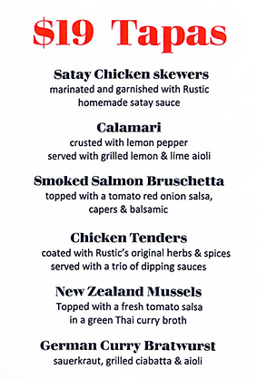 rustic menu
