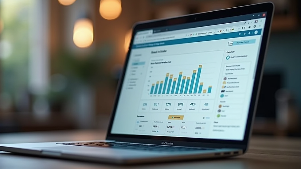 Eye-level view of a laptop screen showing a public procurement platform
