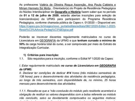 Seleção de bolsistas - Projeto Residência Pedagógica