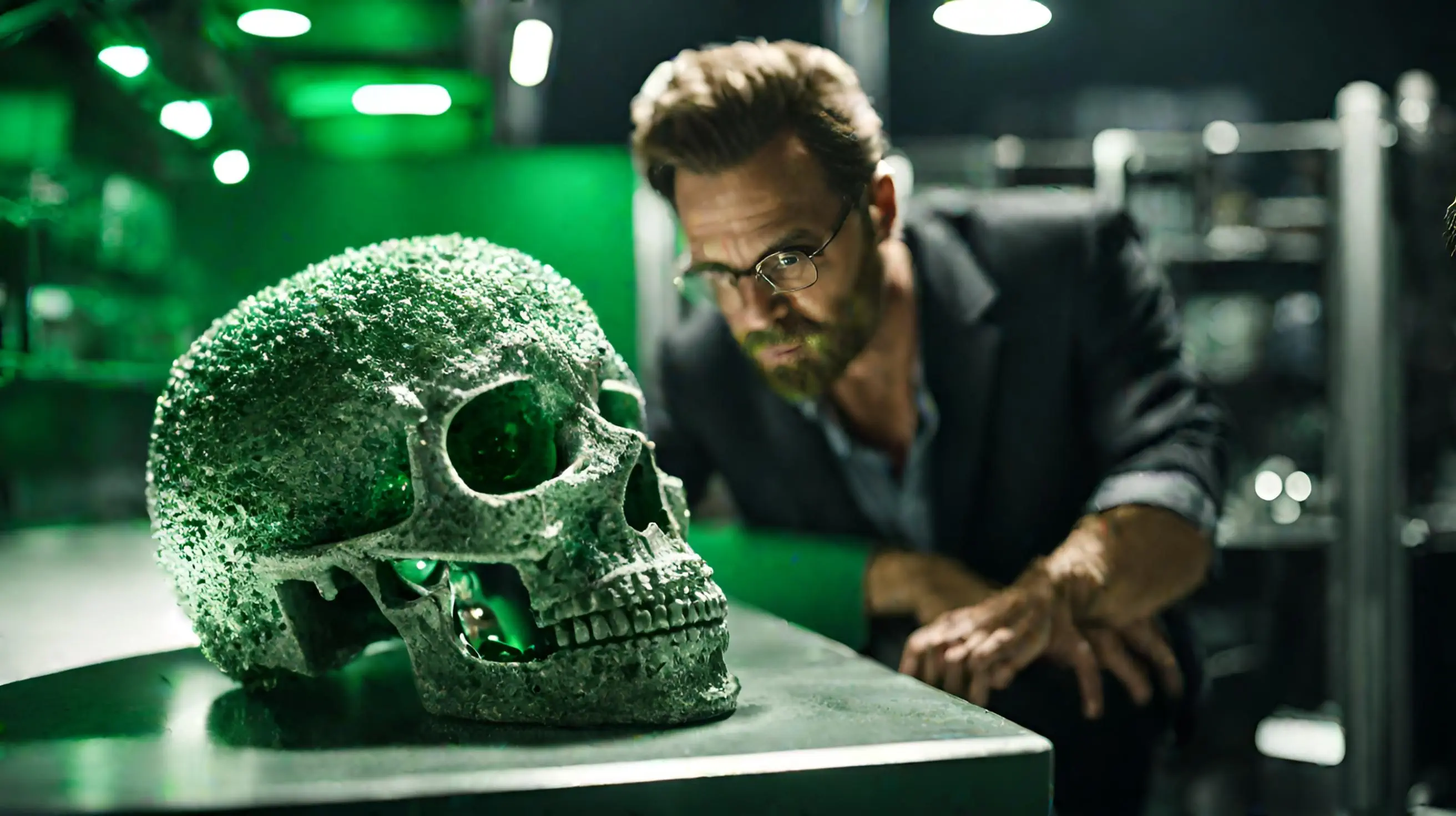 scientist in roamdome universe diamond encrusted skull shape