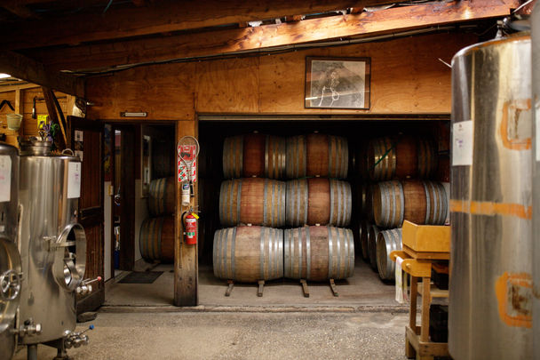  private wine tasting at an Guests list Barrel hall exclusive vineyard in Central Otago during a Latitude 45 luxury wine tour from Queenstown.