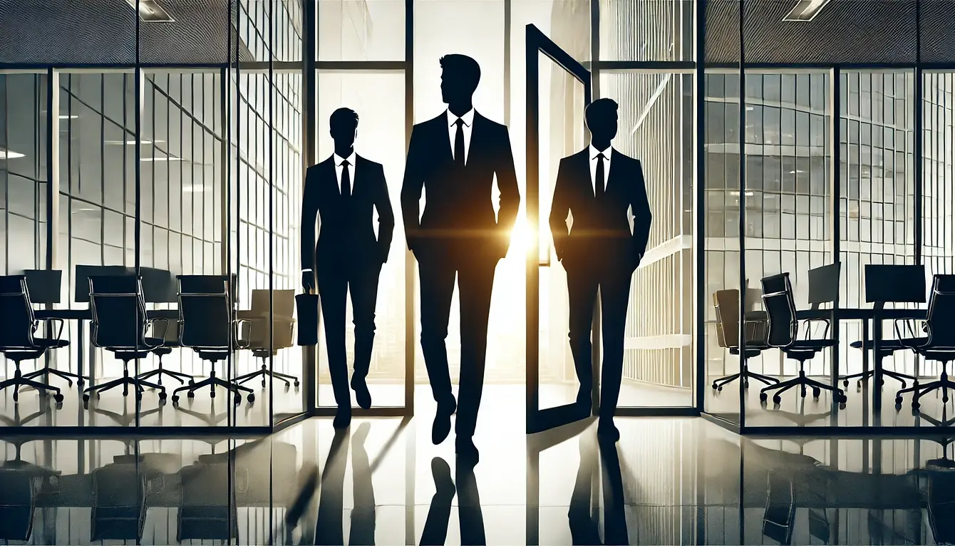 DALL·E 2025-02-07 15.17.51 - A professional silhouette illustration of three salespeople i