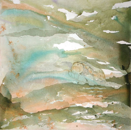 Golden Ring I ink and pigments on canvas