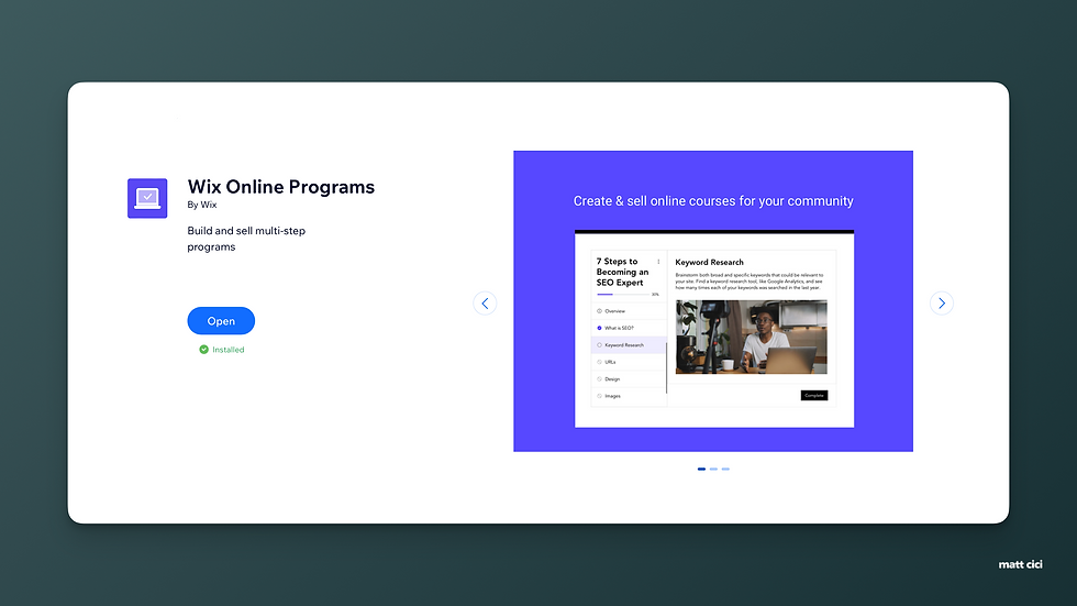 Installing Wix Online Programs for Course Creation on Wix - Matt Cici