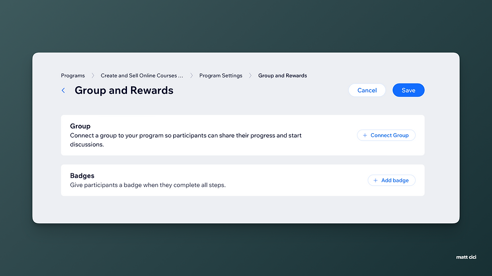Step 8: Create community by starting an online group for students enrolled in your course made on Wix - Matt Cici