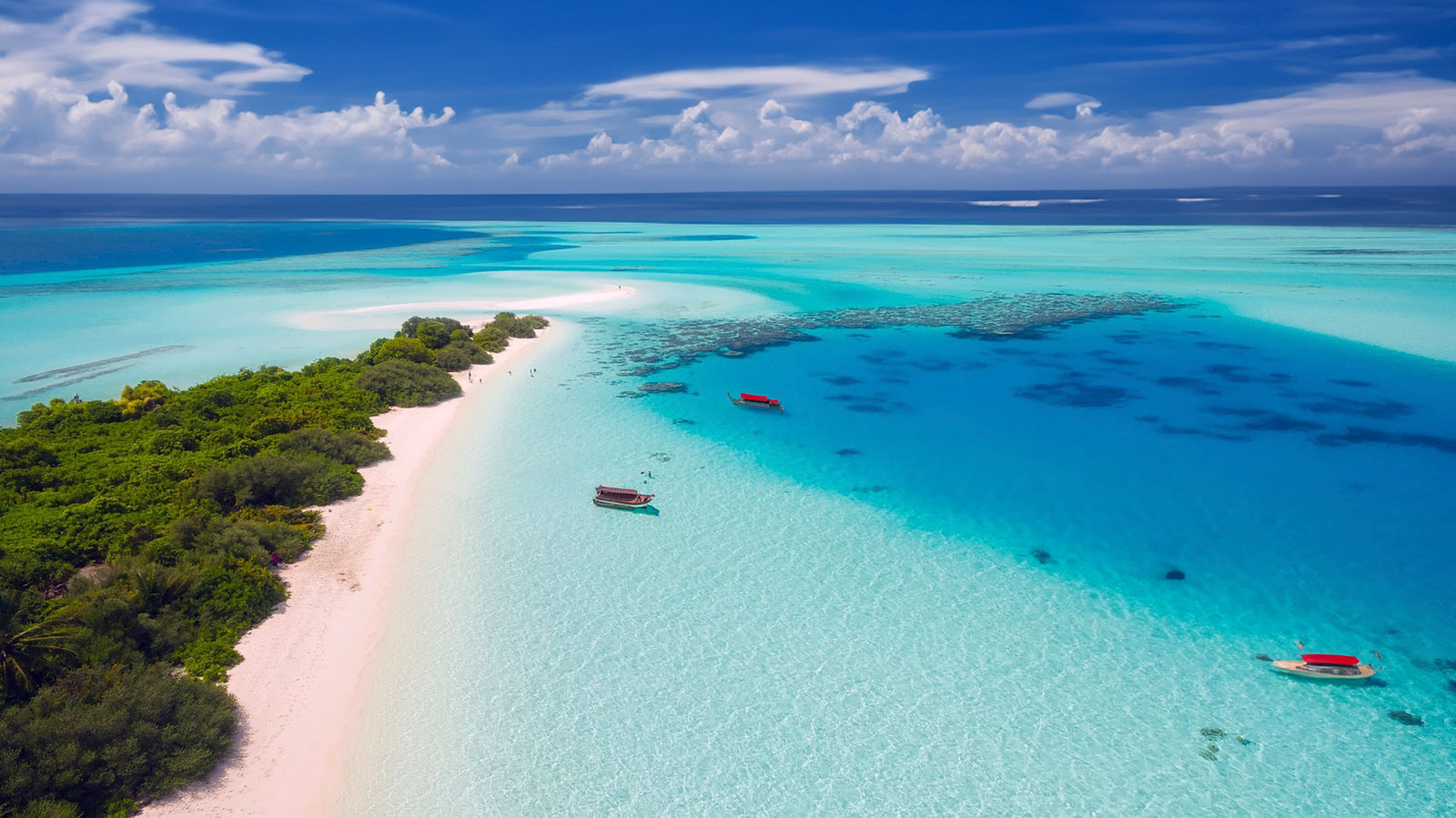 A Maldivian island and its sandbank in August