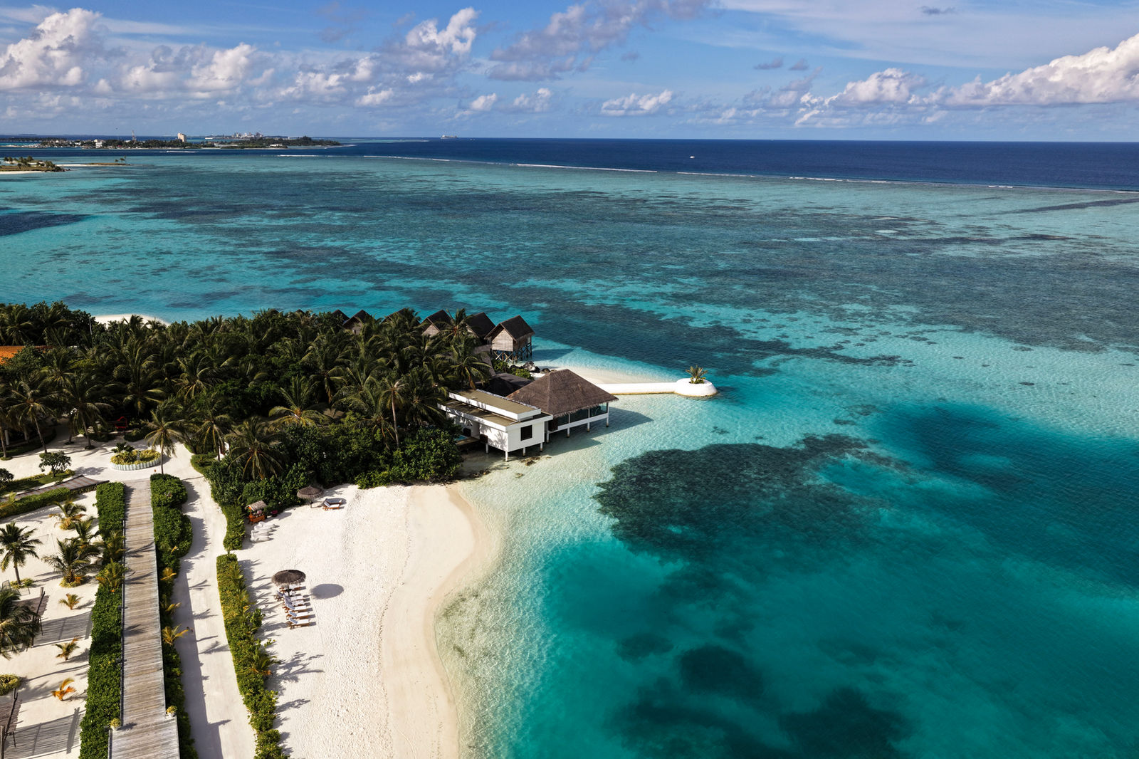 Ozen Life Maadhoo seen from the air, South Malé Atoll