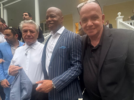 Former undisputed World Middleweight Champion Vito Antuofermo (l) NYC Mayor Eric Adams (c) United Federation LEOS PPA Organizing Director Steve Maritas (r)