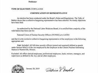 Its Official The NLRB Has Just Certified NUNSO / LEOSU as The Legal Representative For The 94 Nuclea