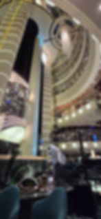 Msc Preziosa ship atrium with elegant chandelier
