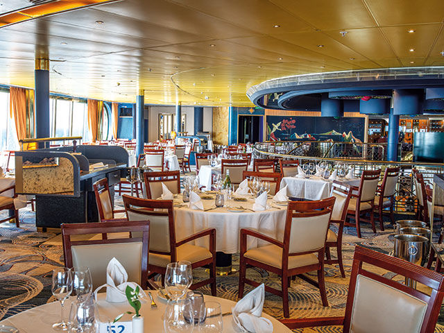 Elegant main dining room on the Fred Olsen Borealis.