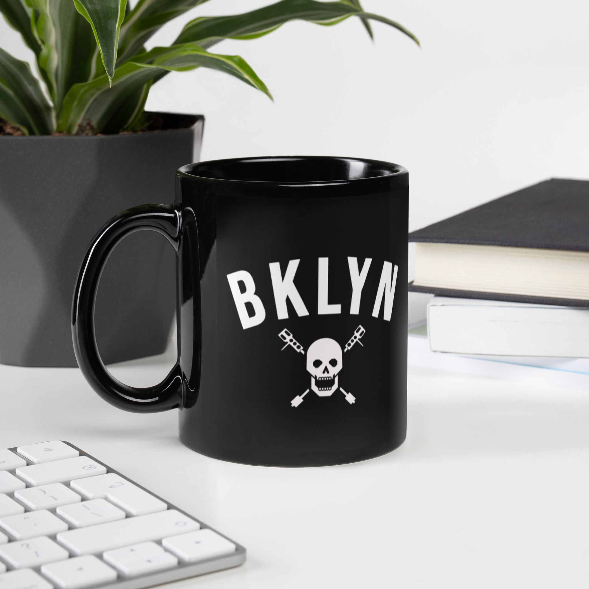 BKLYN DJ SKULL Black Glossy Mug