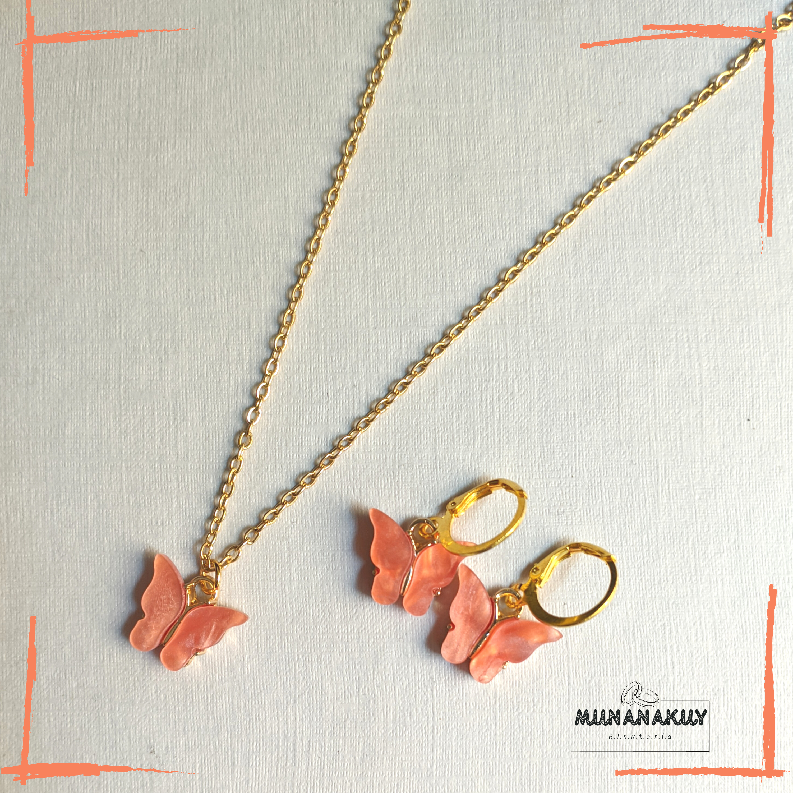 Collar + Aretes - Mariposa
