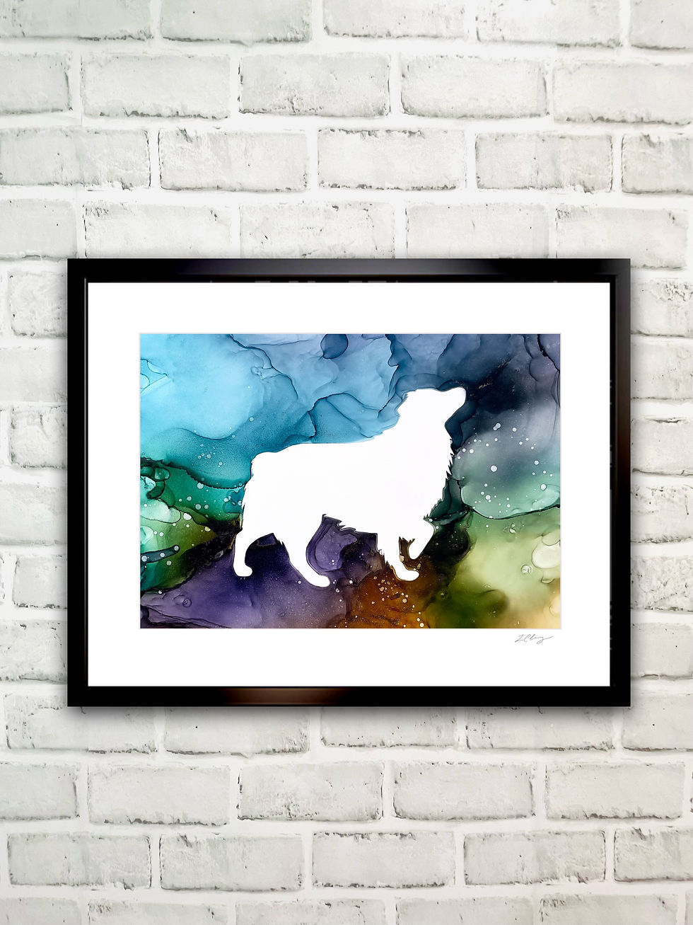 Australian Shepherd Negative Space Alcohol Ink Print