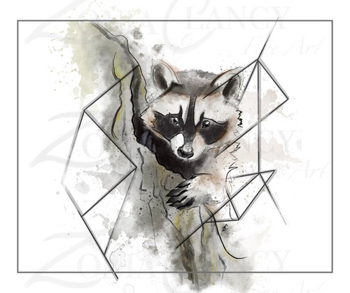 Raccoon Panel Graphic | Zonia Clancy FineArt