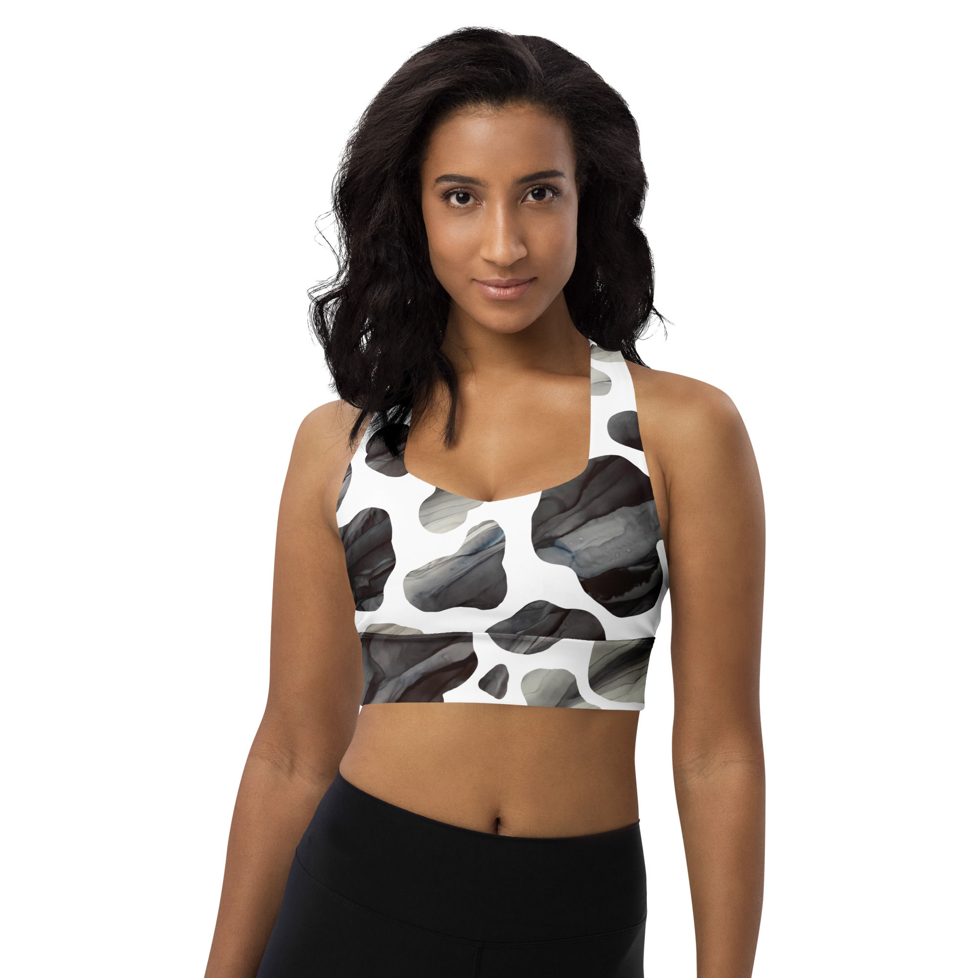 Cow Spots Alcohol Ink sports bra