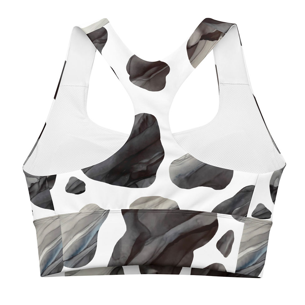 Thumbnail: Cow Spots Alcohol Ink sports bra
