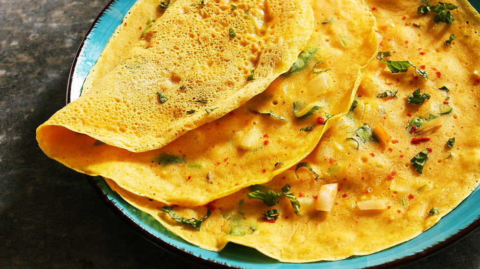 plate of cheela, Indian protein pancakes