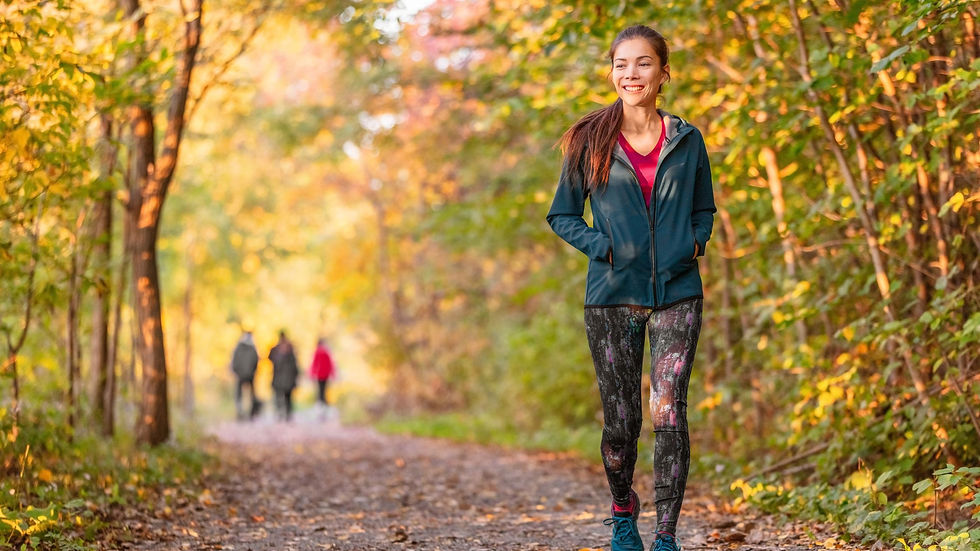 person walking in the woods