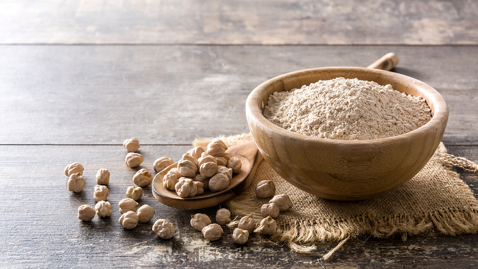 wood bowl with chickpea or besan flour