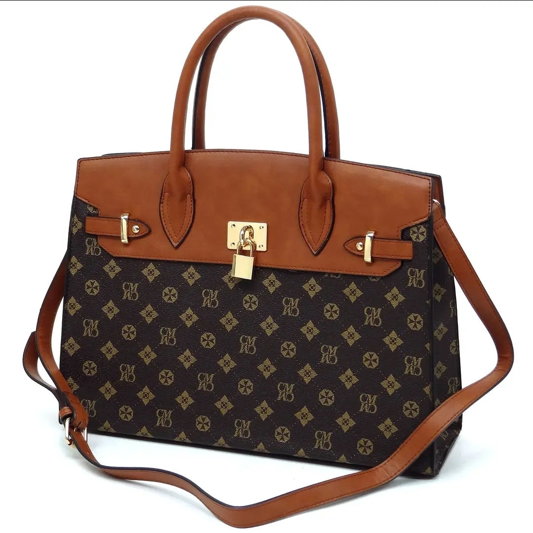 Designer Inspired Monogrammed Pad-Lock 2-in-1 Satchel 