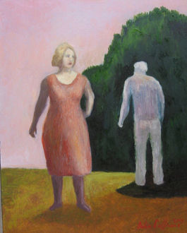 ''Don't look back'' 2019 oil on board 25x20cm.