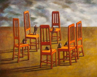 ''Chairmen ''76x61cm (oil on linen).