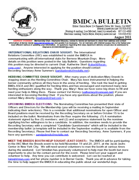 BMDCA Bulletin published each month for members