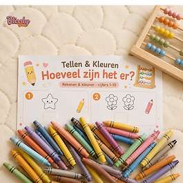 Blissly Bear telwerkblad Hoeveel zijn het er met cijfers 1 tot 10 en kleurinstructies voor kinderen