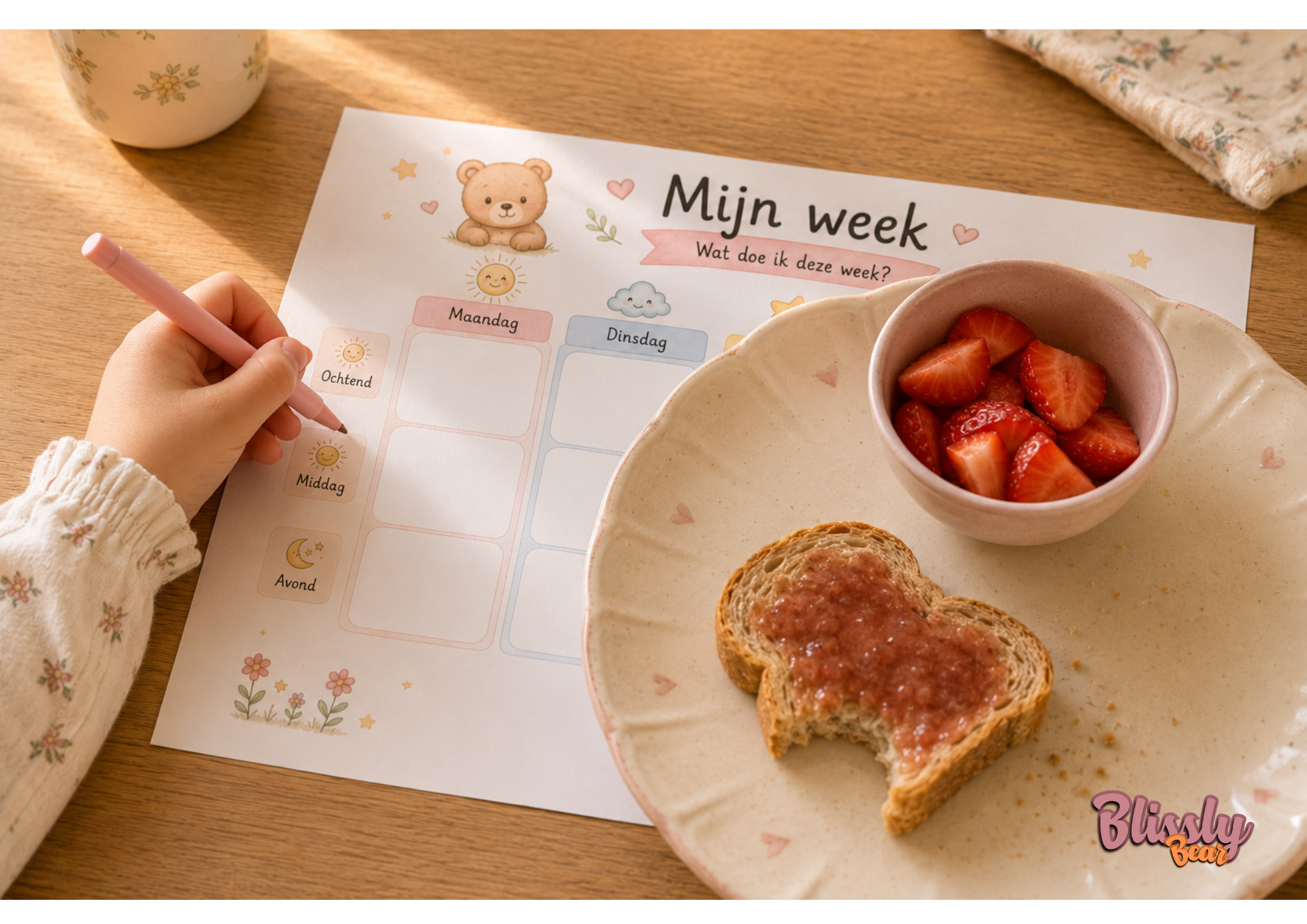 Blissly Bear Onze Weekplanning printable: zeven dagen overzicht gezin