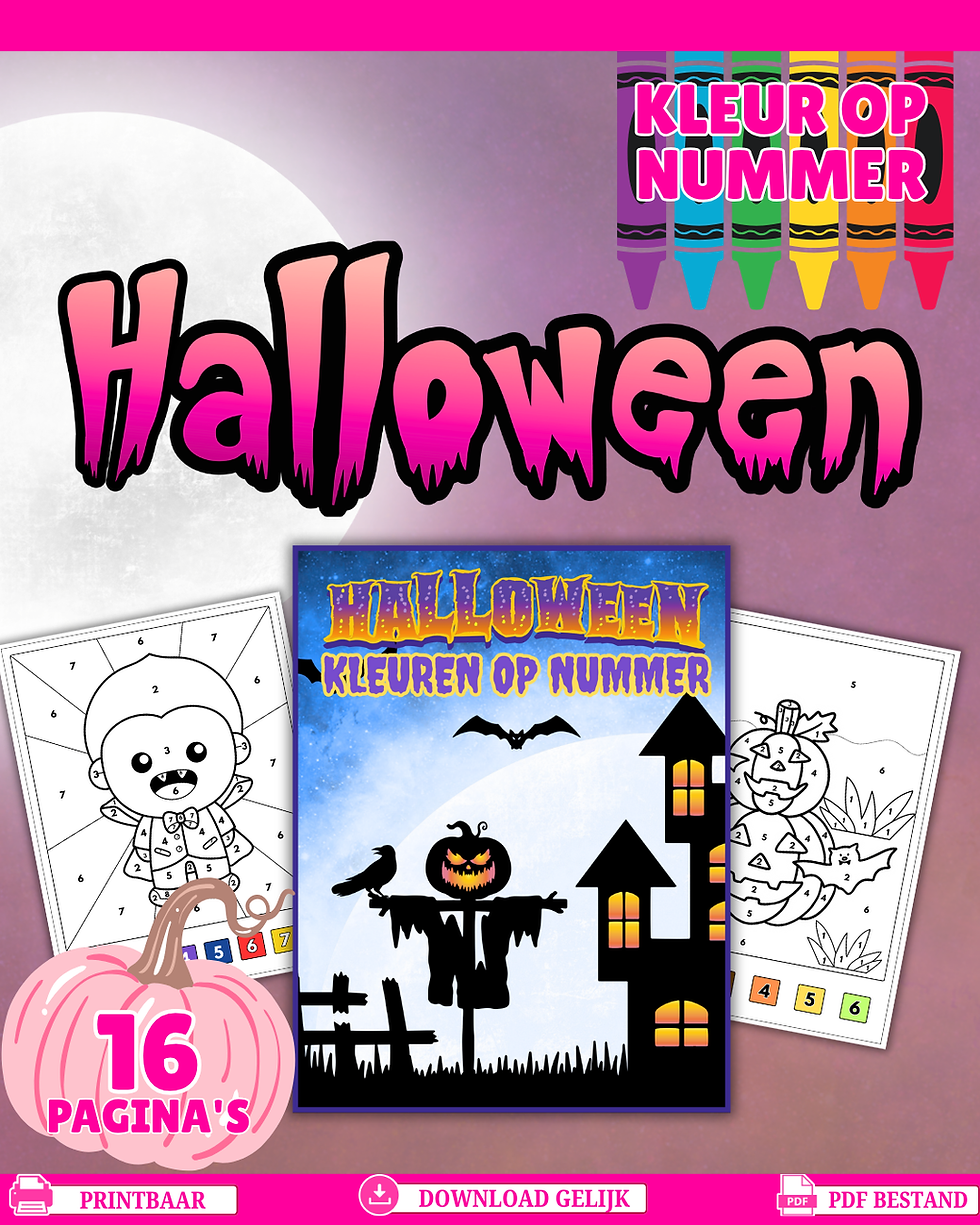 Kleuren op nummer Halloween