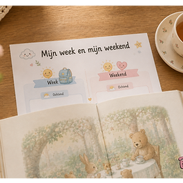 Blissly Bear week weekendplanner printable kinderen, Mijn week en weekend schema
