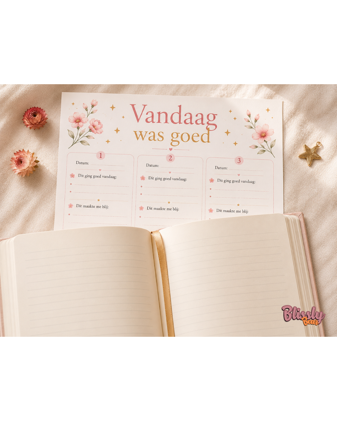Blissly Bear Vandaag was goed weekreflectie printable voor mama's met zes dagreflectievakjes en mooiste moment van de week