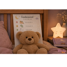 Blissly Bear avondroutine printable voor kinderen: Goedenavond stappenkaart