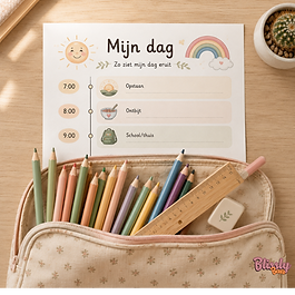 Blissly Bear dagplanning printable kinderen, Mijn dag tijdlijn overzicht