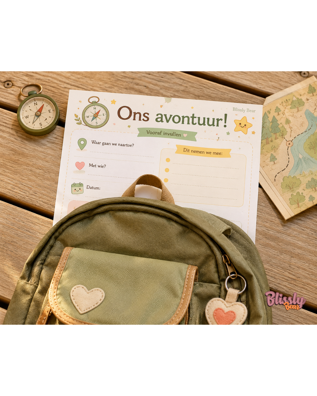 Blissly Bear Ons Avontuur uitje planner voor mama en kind met vooraf en achteraf invulvakken en tekenvak