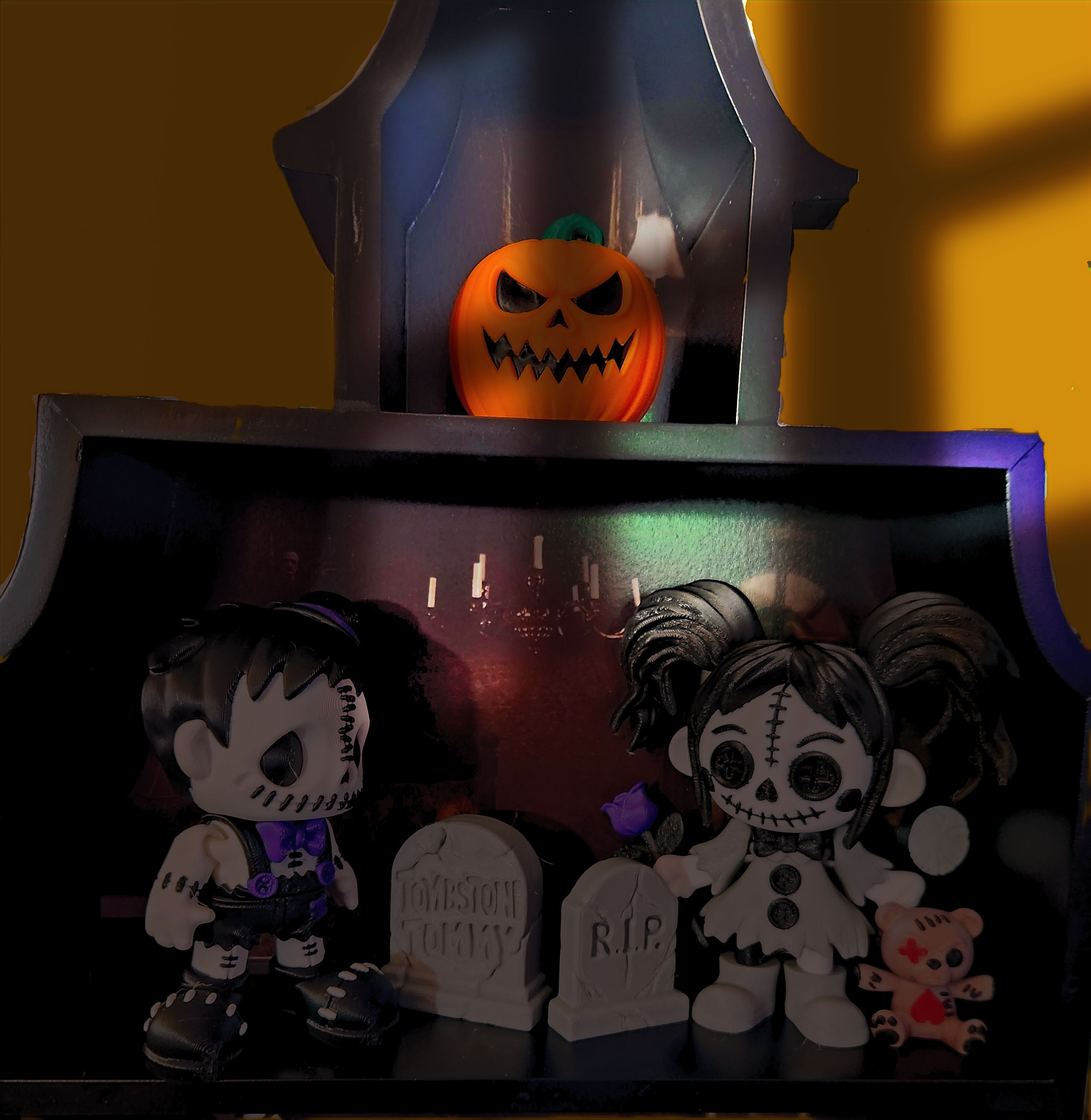 Tombstone and Gothic Dolls set