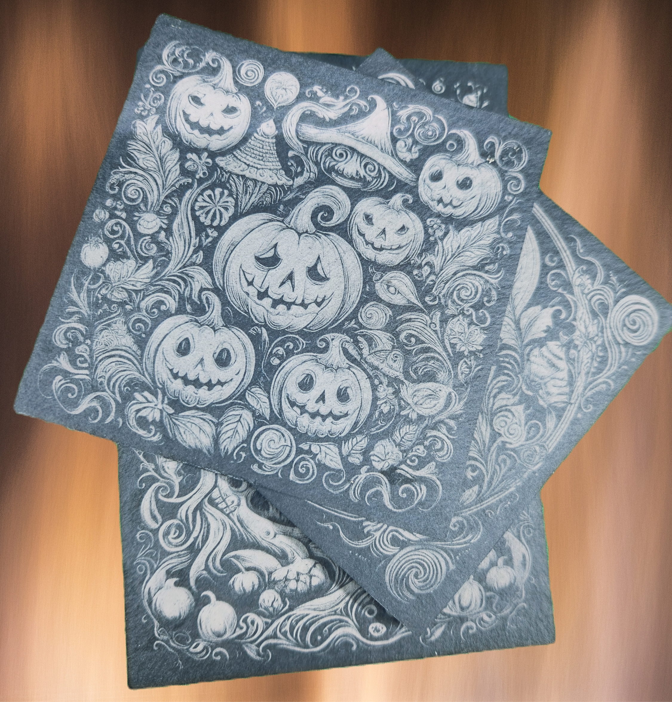 Halloween Decor Slate Coasters-Spooky