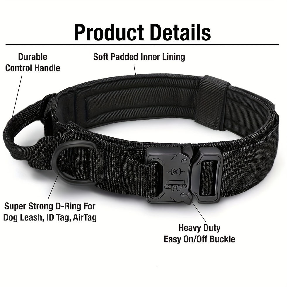 Thumbnail: Tactical Dog Collar, Adjustable Military Training Nylon Dog Collar with Control 