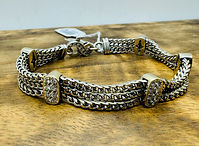 Platinum & Diamond 3 Bands & 5 Square Diamond Segments