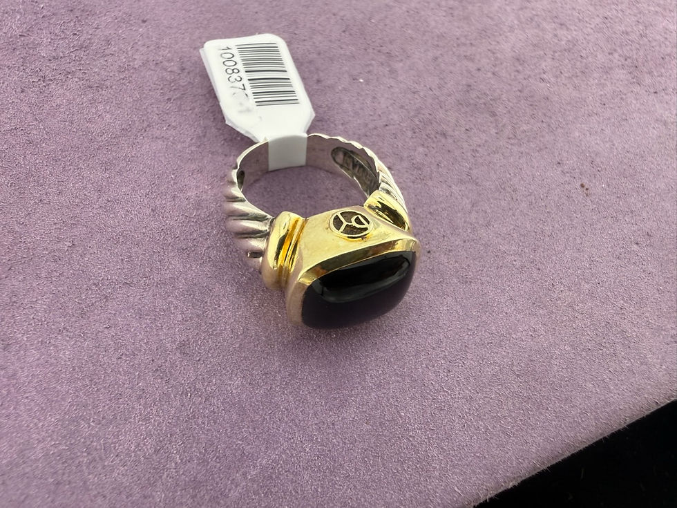 Thumbnail: 925 / 14K David Yurman Onyx Buff Top Ring