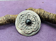 925 Flower Slide Pendant w Black Center Stone