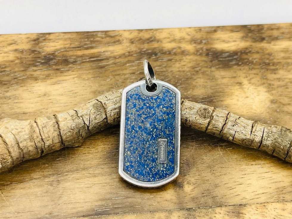 David Yurman 925 SS Blue Lapis Streamline Dog Tag