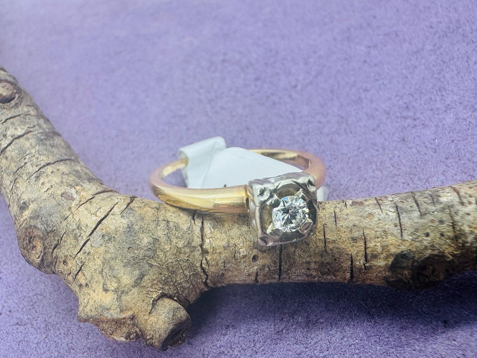 Thumbnail: 14 KYG Vintage Diamond Solitaire Ring