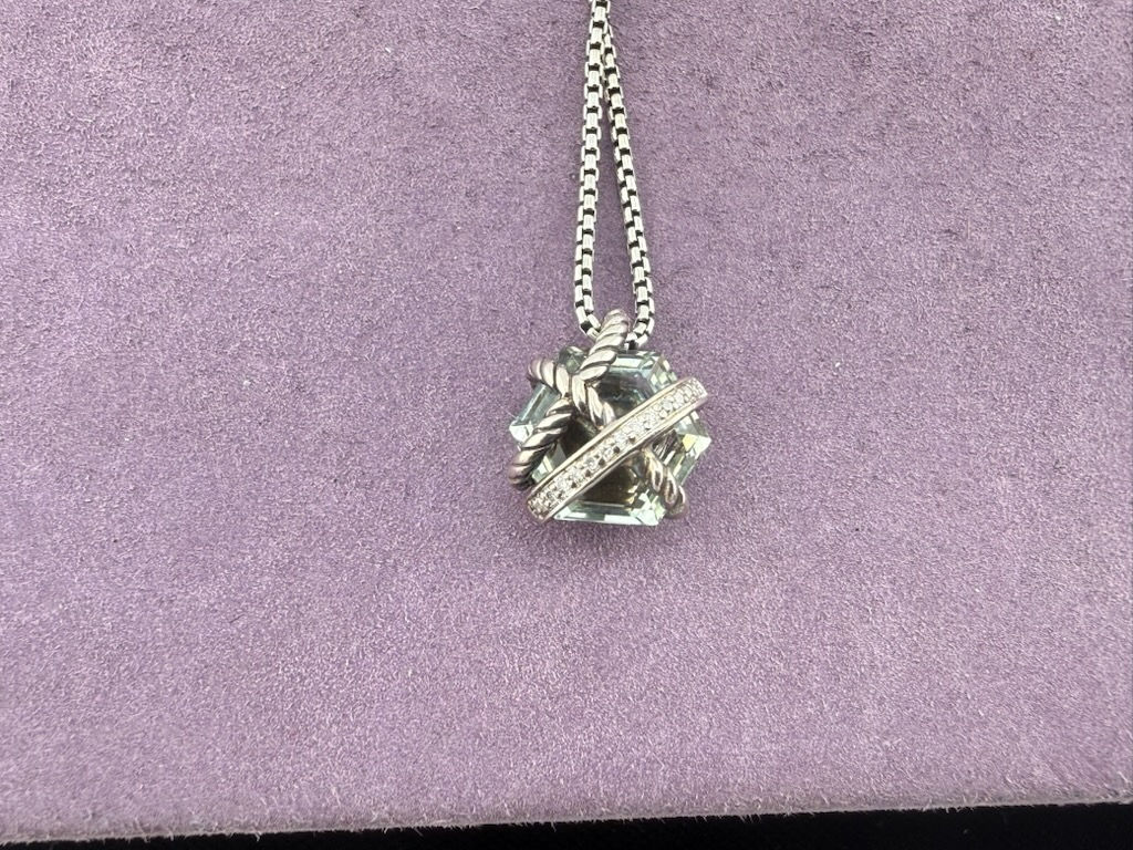 925 David Yurman Cable Wrap Diamond Accented Pendant Necklace