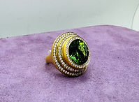 18 KYG Carelle Green Tourmaline Triple Halo Ring with Diamond Accents