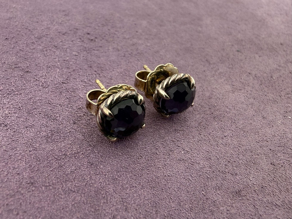 Thumbnail: 925 / 14K David Yurman Black Orchid Stud Earrings