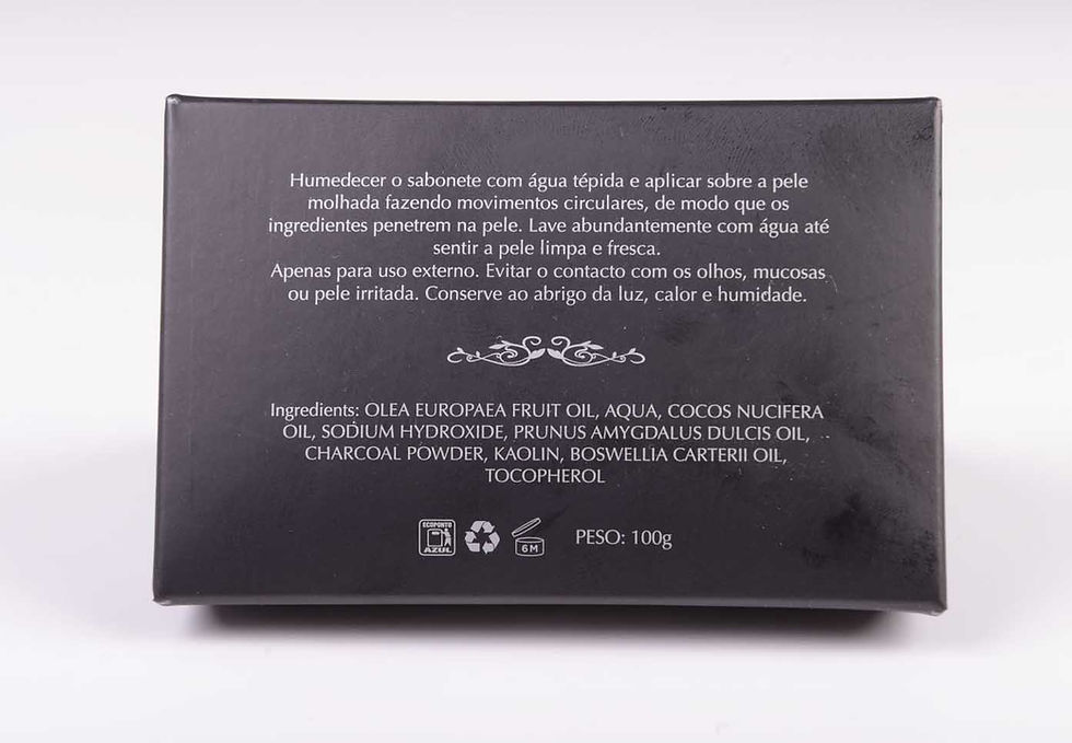 Miniatura: Sabonete carvão vegetal: instruções de uso e ingredientes.